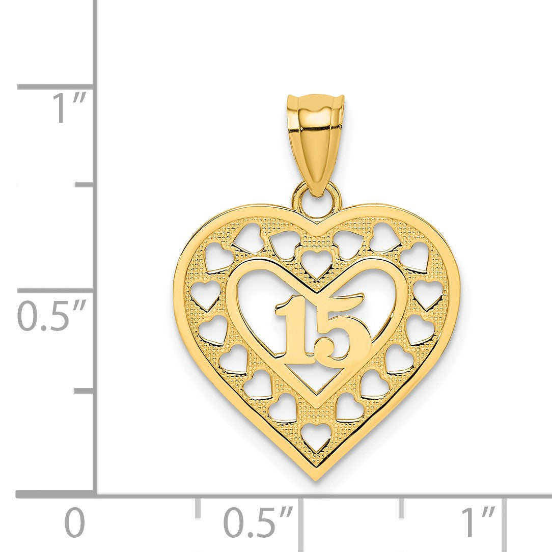 14K 15 in Cut-out Heart Charm