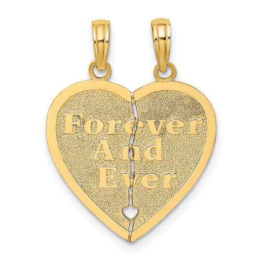 14k Reversible FOREVER AND EVER/FRIENDS 2-Piece Break-Apart Heart Charm