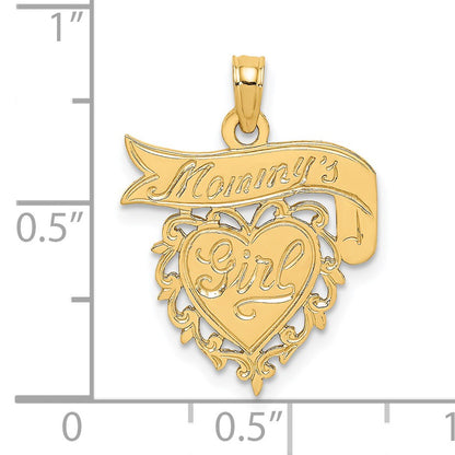 14K MOMMY'S GIRL In Heart with Banner Charm