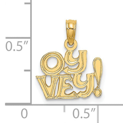 14K Polished and Textured OY VEY Charm