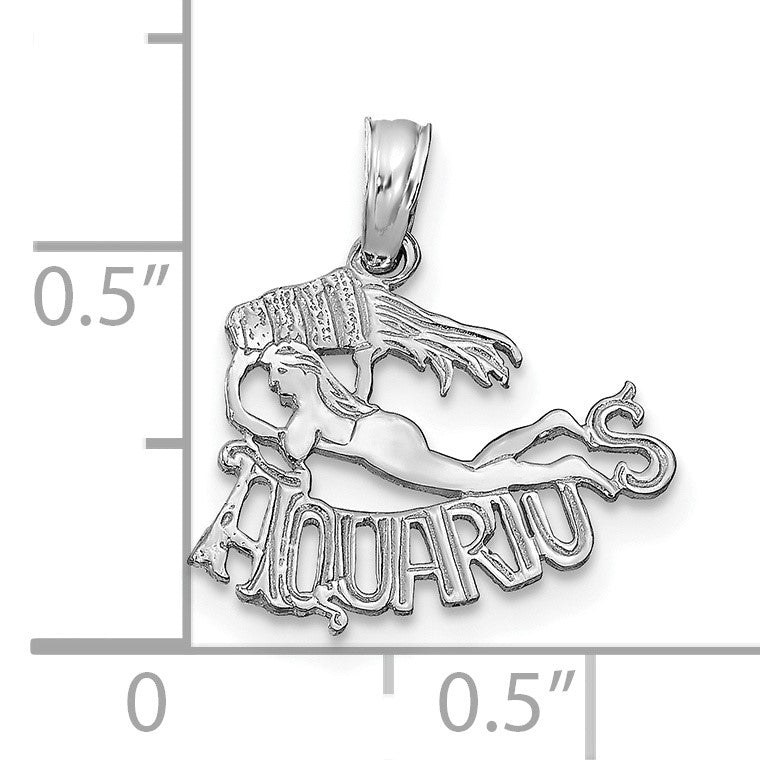14k White Gold AQUARIUS Zodiac Charm