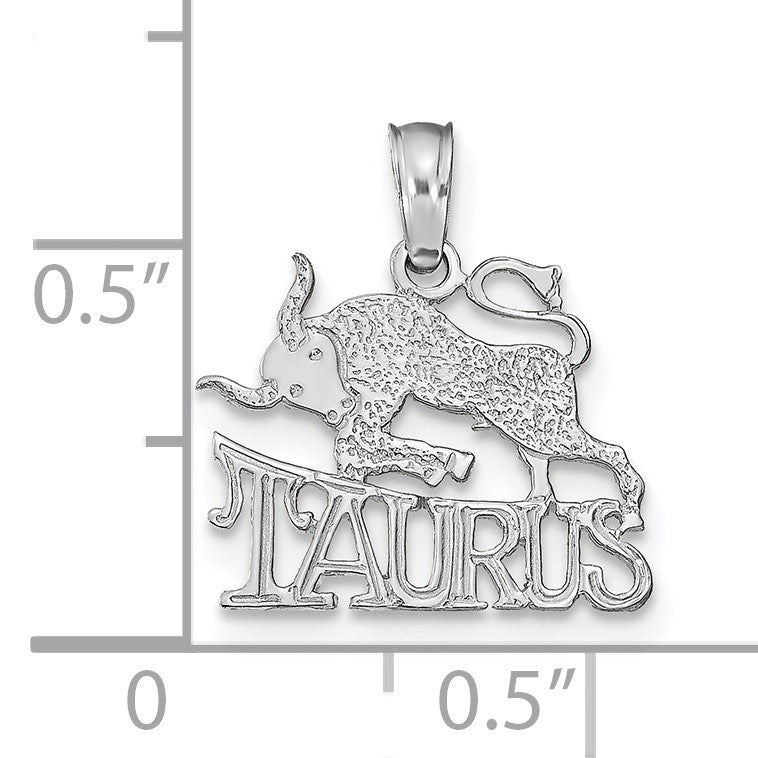 14k White Gold TAURUS Zodiac Charm