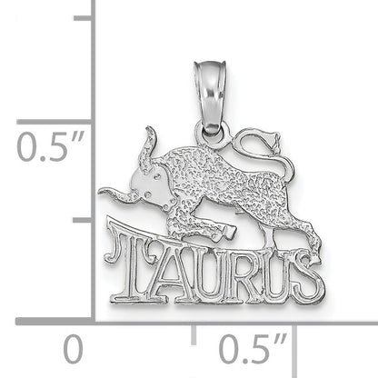 14k White Gold TAURUS Zodiac Charm