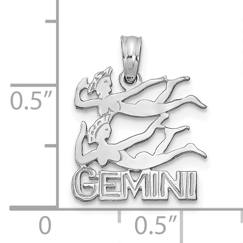 14k White Gold GEMINI Zodiac Charm