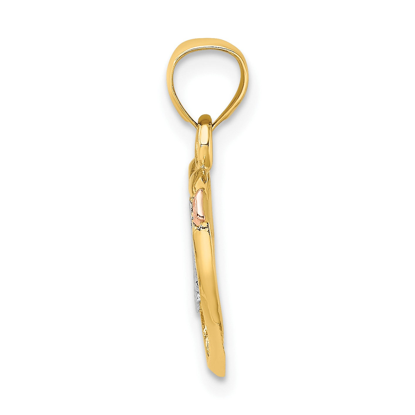 14k Yellow and Rose Gold with White Rhodium LOVE Heart with Arrow Charm