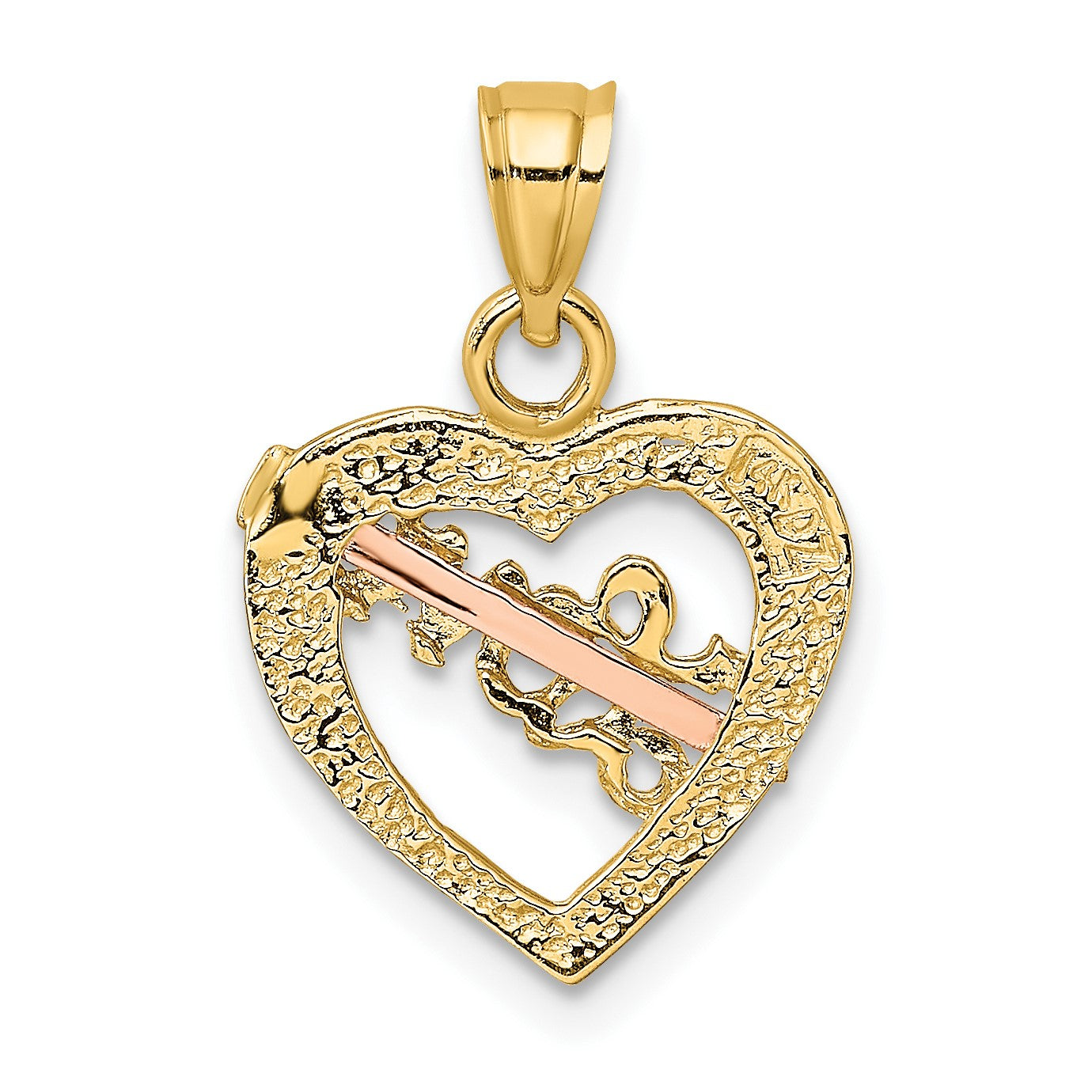 14k Yellow and Rose Gold with White Rhodium LOVE Heart with Arrow Charm