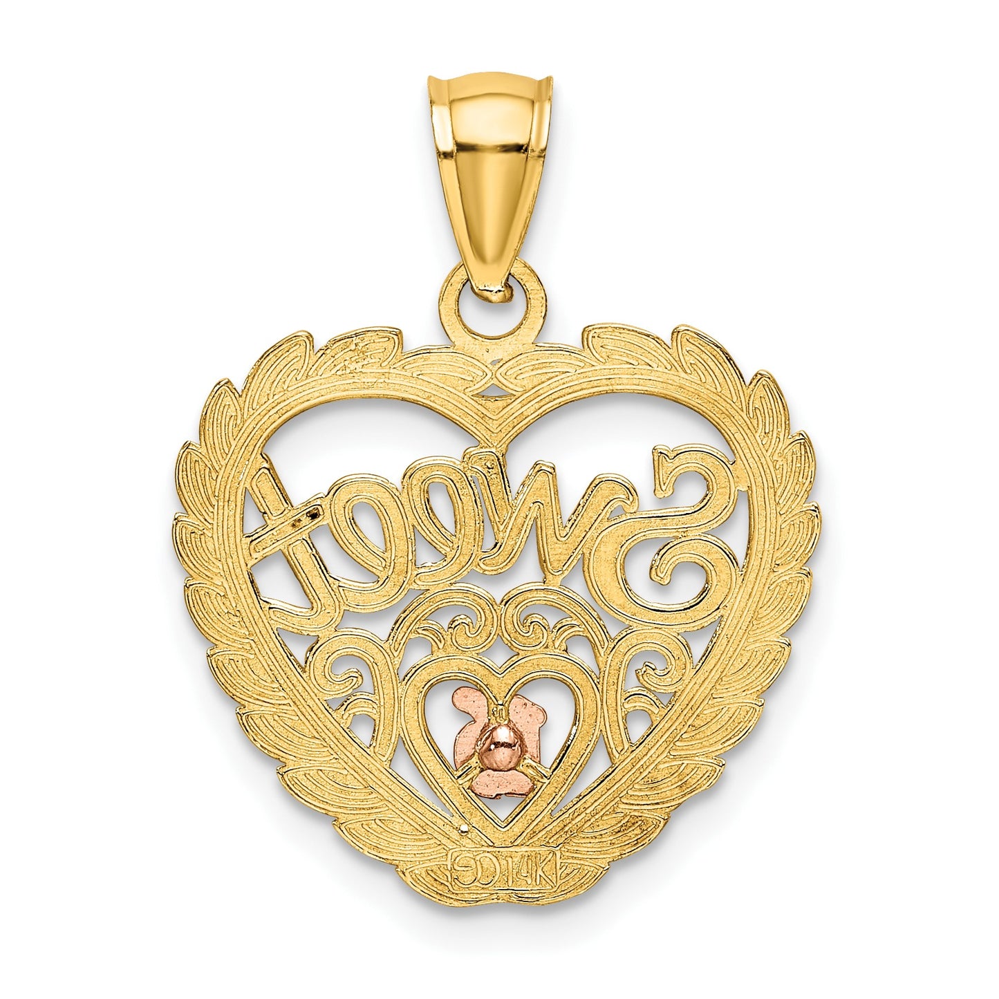 14k Two-tone with White Rhodium SWEET 16 In Heart Charm