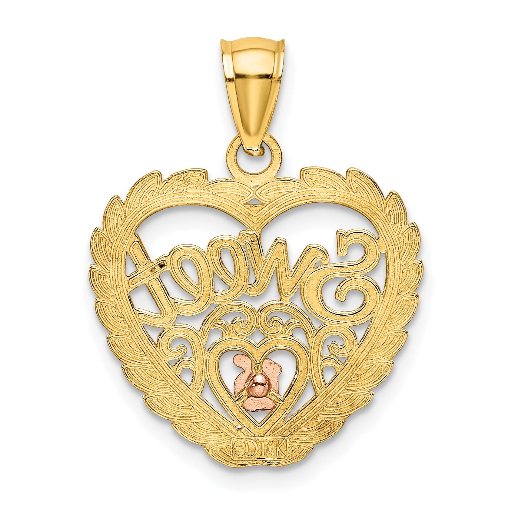 14k Two-tone with White Rhodium SWEET 16 In Heart Charm