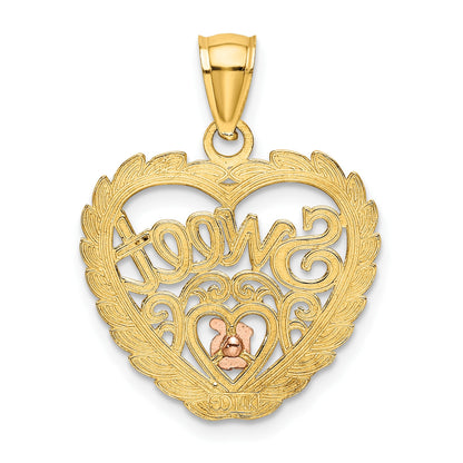 14k Two-tone with White Rhodium SWEET 16 In Heart Charm
