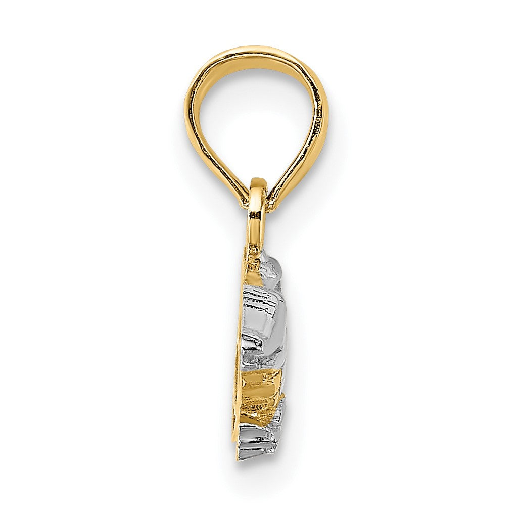 14k and White Rhodium 2-D  Alligator Charm