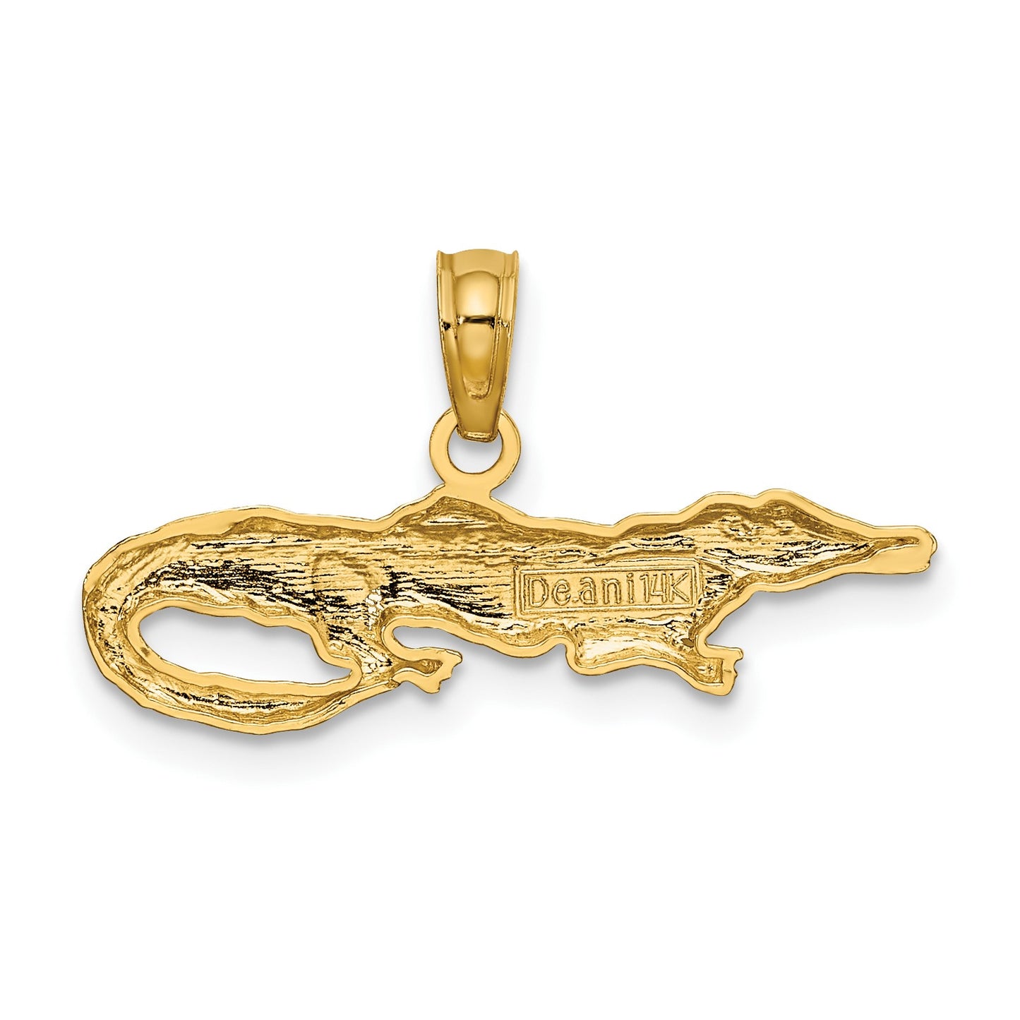 14k and White Rhodium 2-D  Alligator Charm