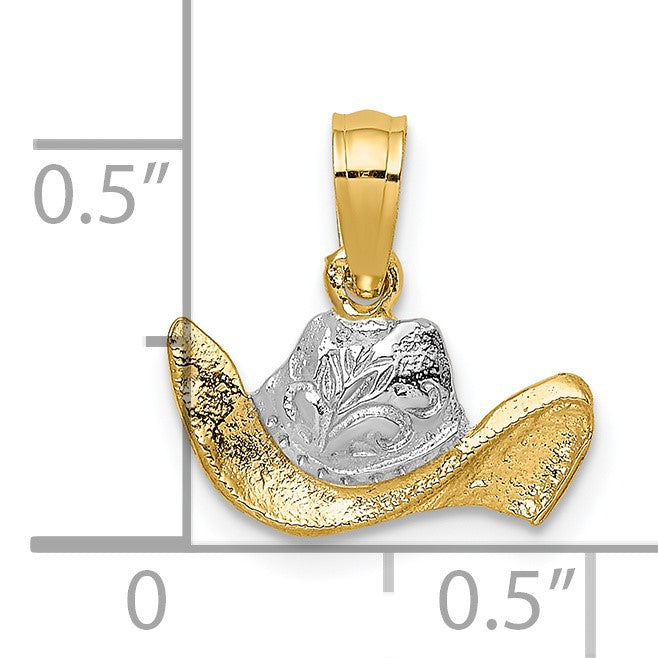 14k and White Rhodium Cowboy Hat Charm