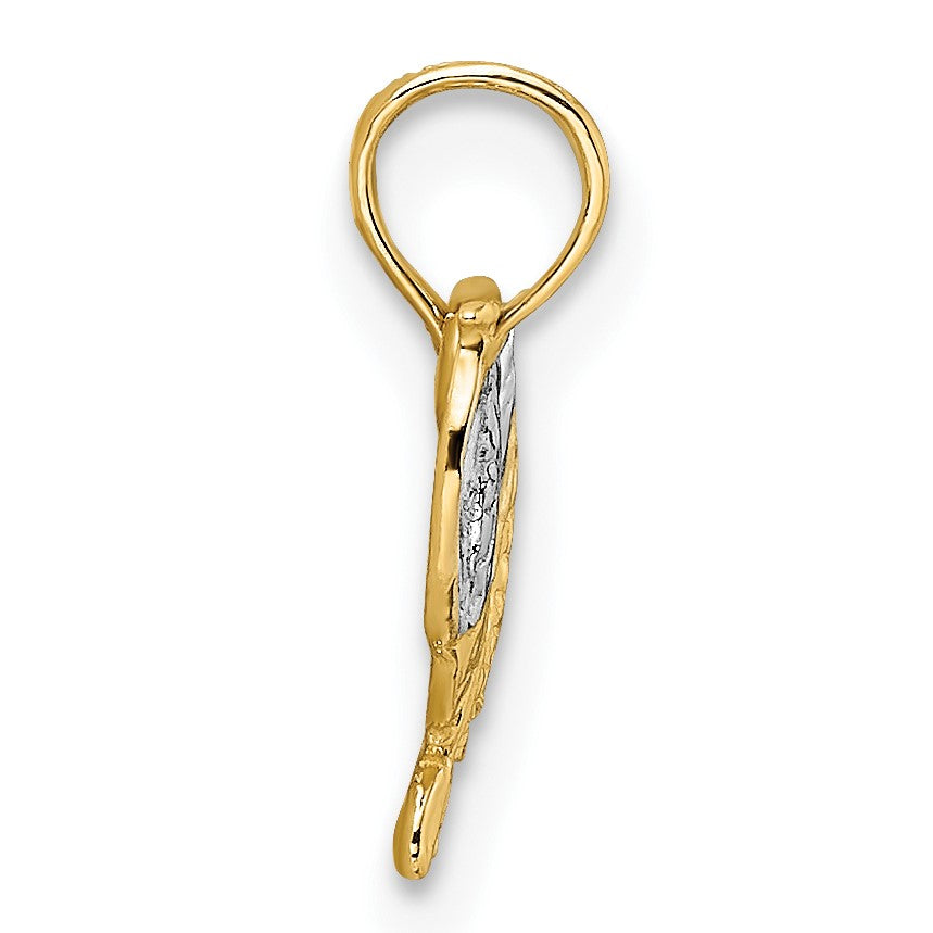 14k with White Rhodium Saddle Pendant