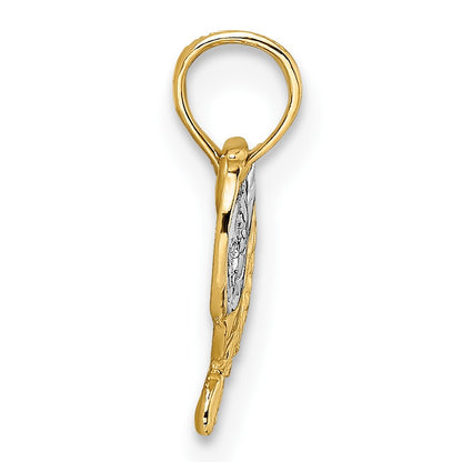 14k with White Rhodium Saddle Pendant
