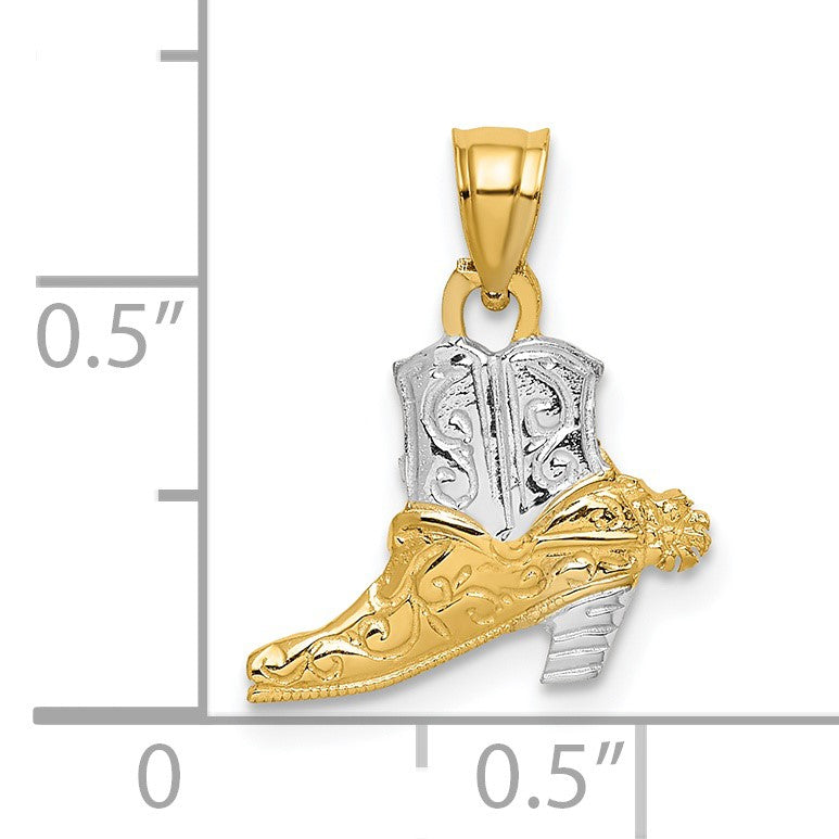 14k and White Rhodium Cowboy Boot with Spur Charm