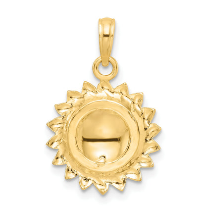 14K Tri-Color Sunflower with LOVE Pendant