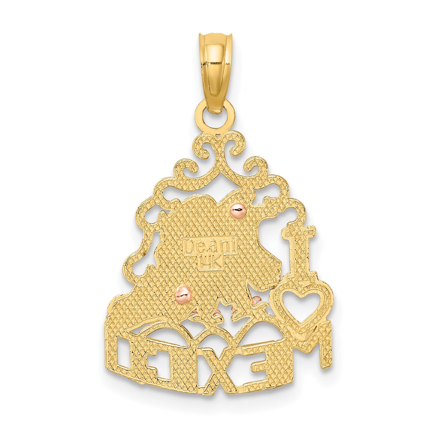 14k Two-tone I HEART MEXICO with Eagle Charm