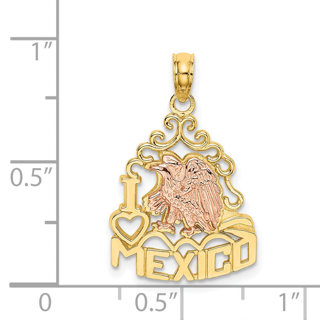14k Two-tone I HEART MEXICO with Eagle Charm