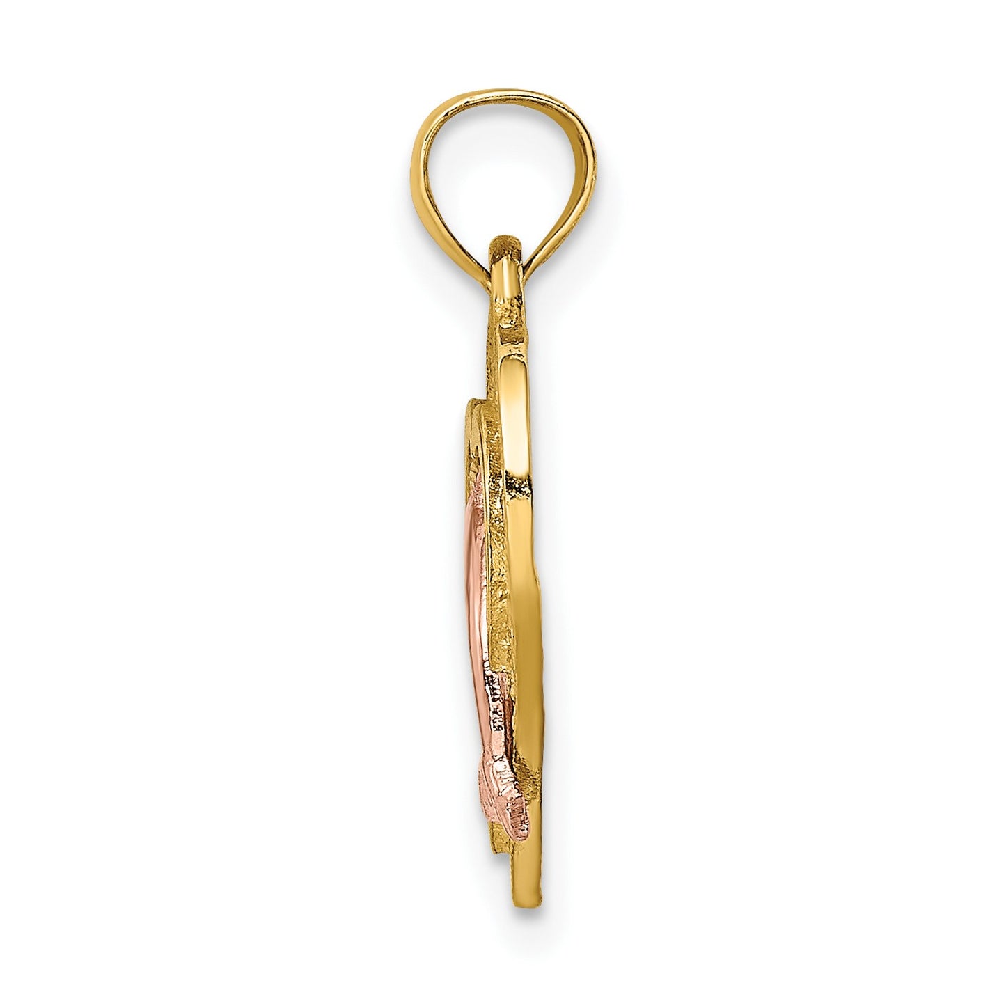 14K Two-tone with White Rhodium Dolphin In Heart Charm
