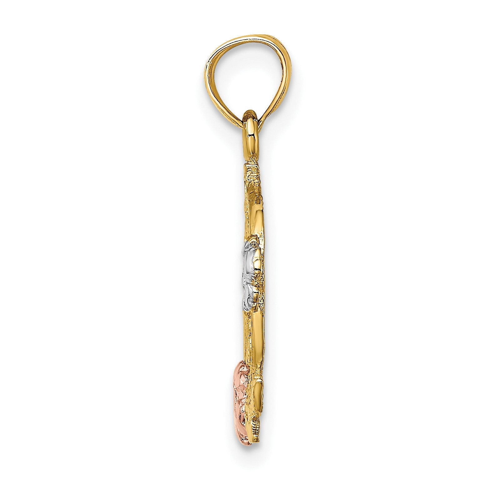 14k Two-tone with White Rhodium #1 MOM with Flower Charm