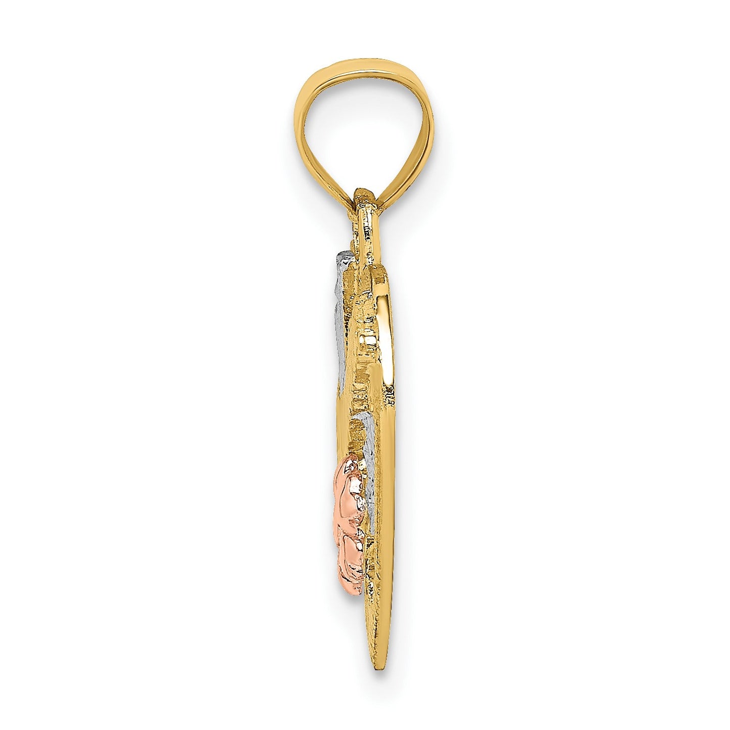 14k Two-tone with White Rhodium #1 GRANDMA In Heart Charm