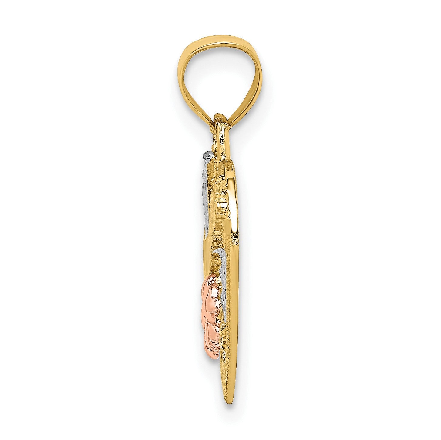 14k Two-tone with White Rhodium #1 GRANDMA In Heart Charm
