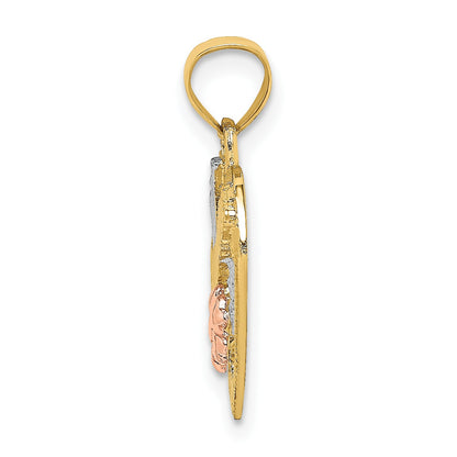 14k Two-tone with White Rhodium #1 GRANDMA In Heart Charm