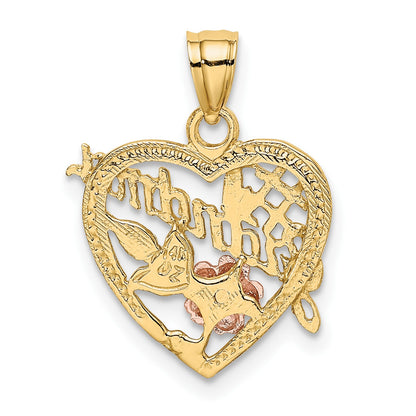 14k Two-tone with White Rhodium #1 GRANDMA In Heart Charm