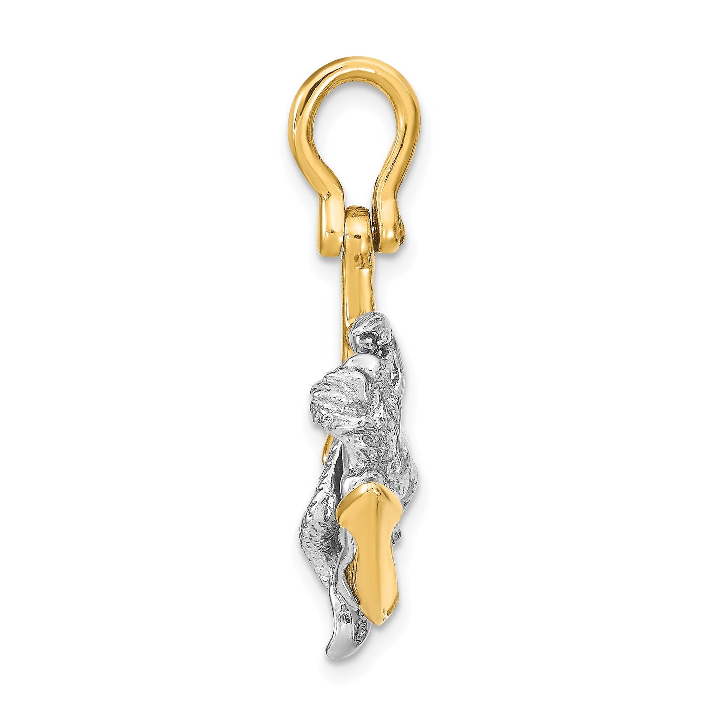 14K Two-Tone 3-D Anchor and Mermaid Charm