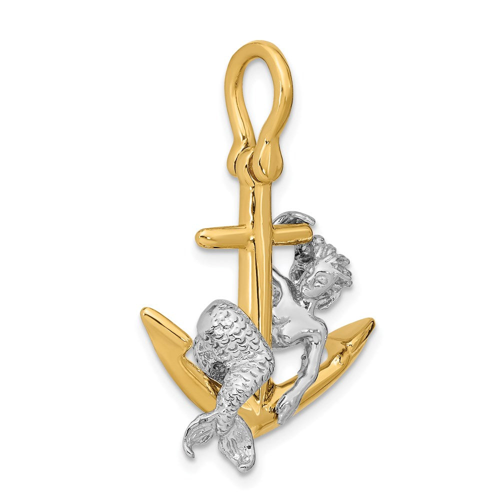 14K Two-Tone 3-D Anchor and Mermaid Charm