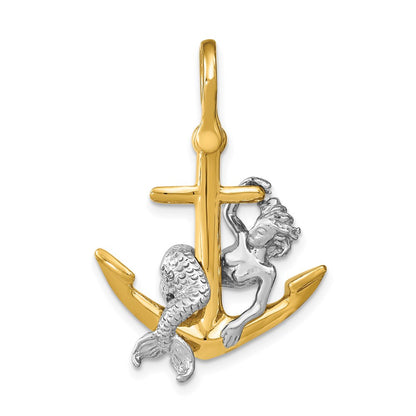 14K Two-Tone 3-D Anchor and Mermaid Charm