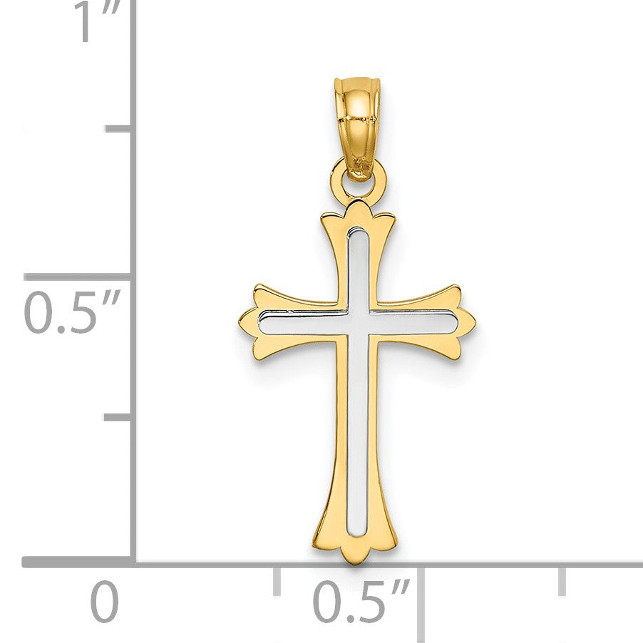 14k Two-tone Center Cross Charm