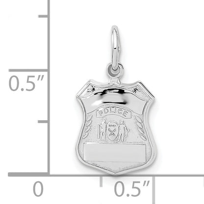 14k White Gold POLICE Badge Charm