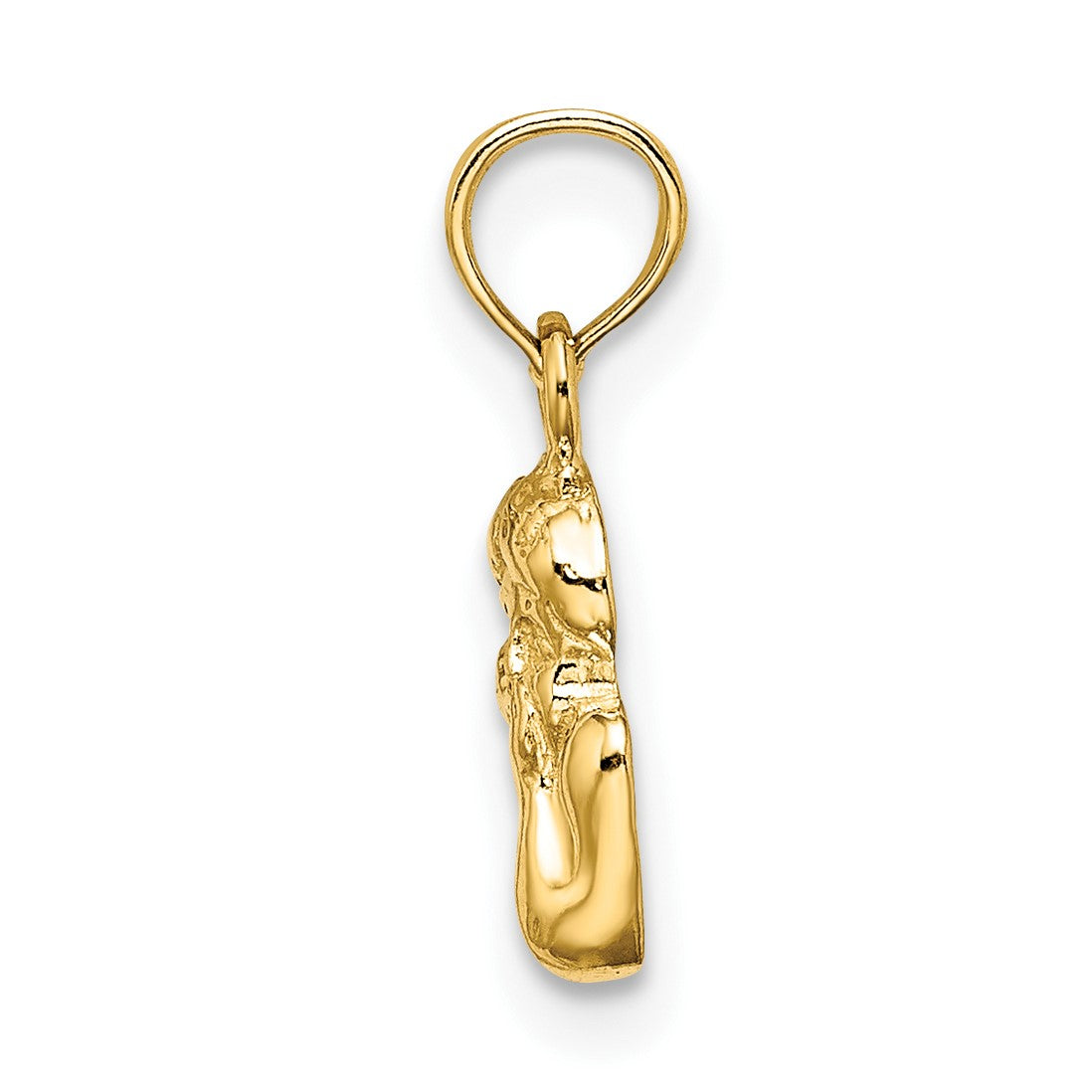 14K Angel Resting On Elbow with White Rhodium Wing Charm