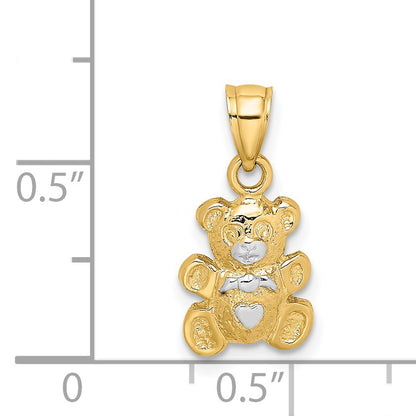 14k and White Rhodium Teddy Bear Charm