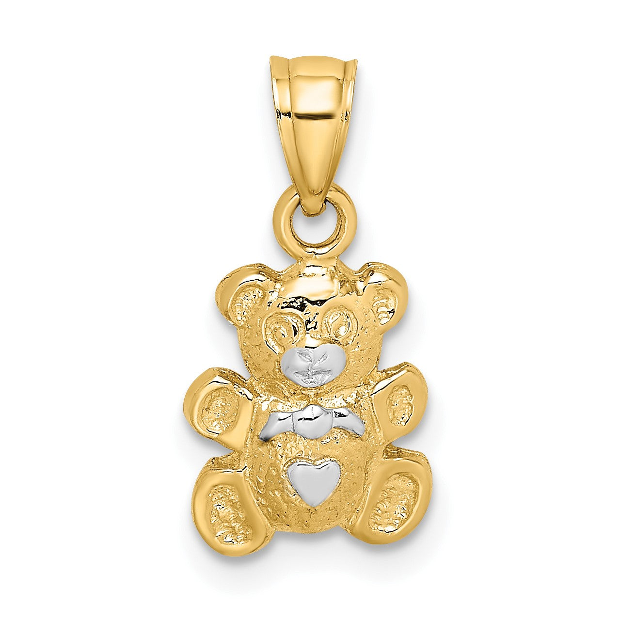 14k and White Rhodium Teddy Bear Charm
