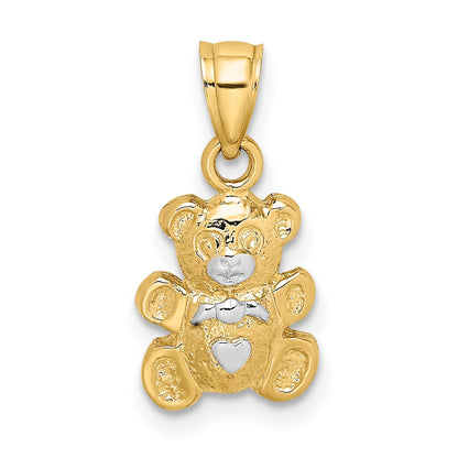 14k and White Rhodium Teddy Bear Charm