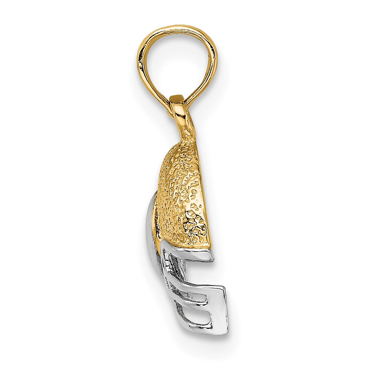 14k and White Rhodium Football Helmet with Ball Charm