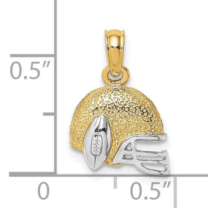 14k and White Rhodium Football Helmet with Ball Charm
