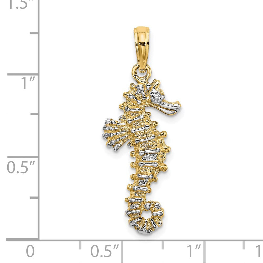 14K with White Rhodium 3-D Seahorse Charm