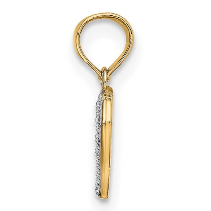 14k with White Rhodium Textured Mini Heart Charm