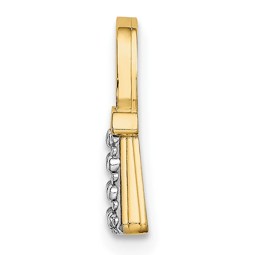 14K and White Rhodium Textured and Polished Purse Chain Slide