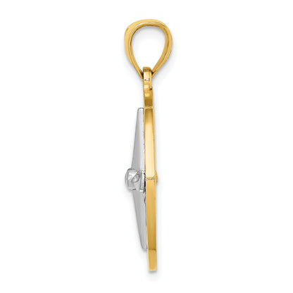 14K Nautical Compass with White Gold Needle Charm