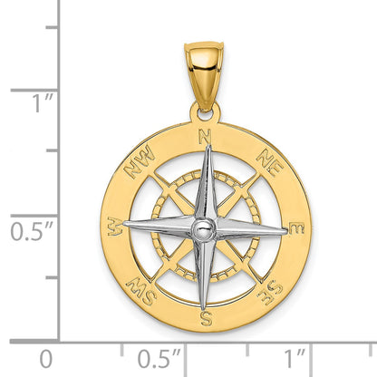 14K Nautical Compass with White Gold Needle Charm