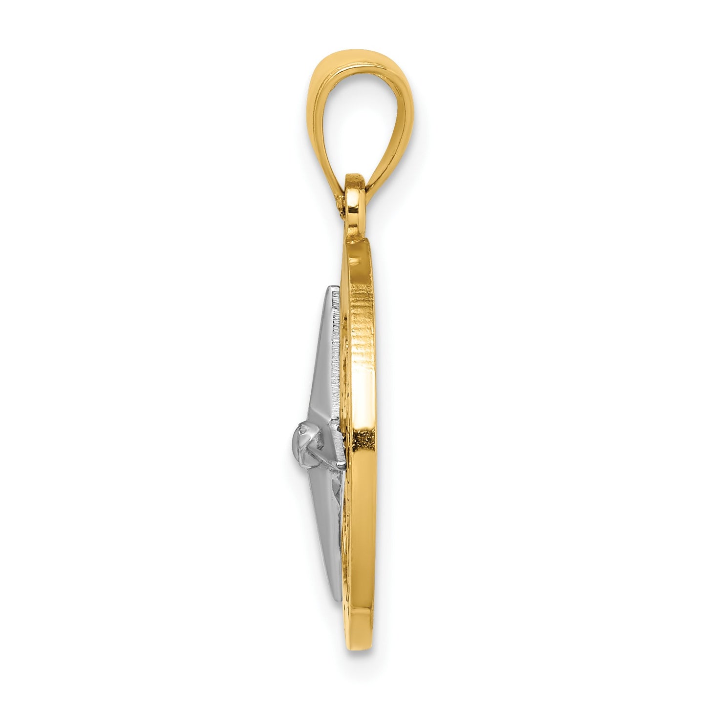14K Nautical Compass with White Gold Needle Charm