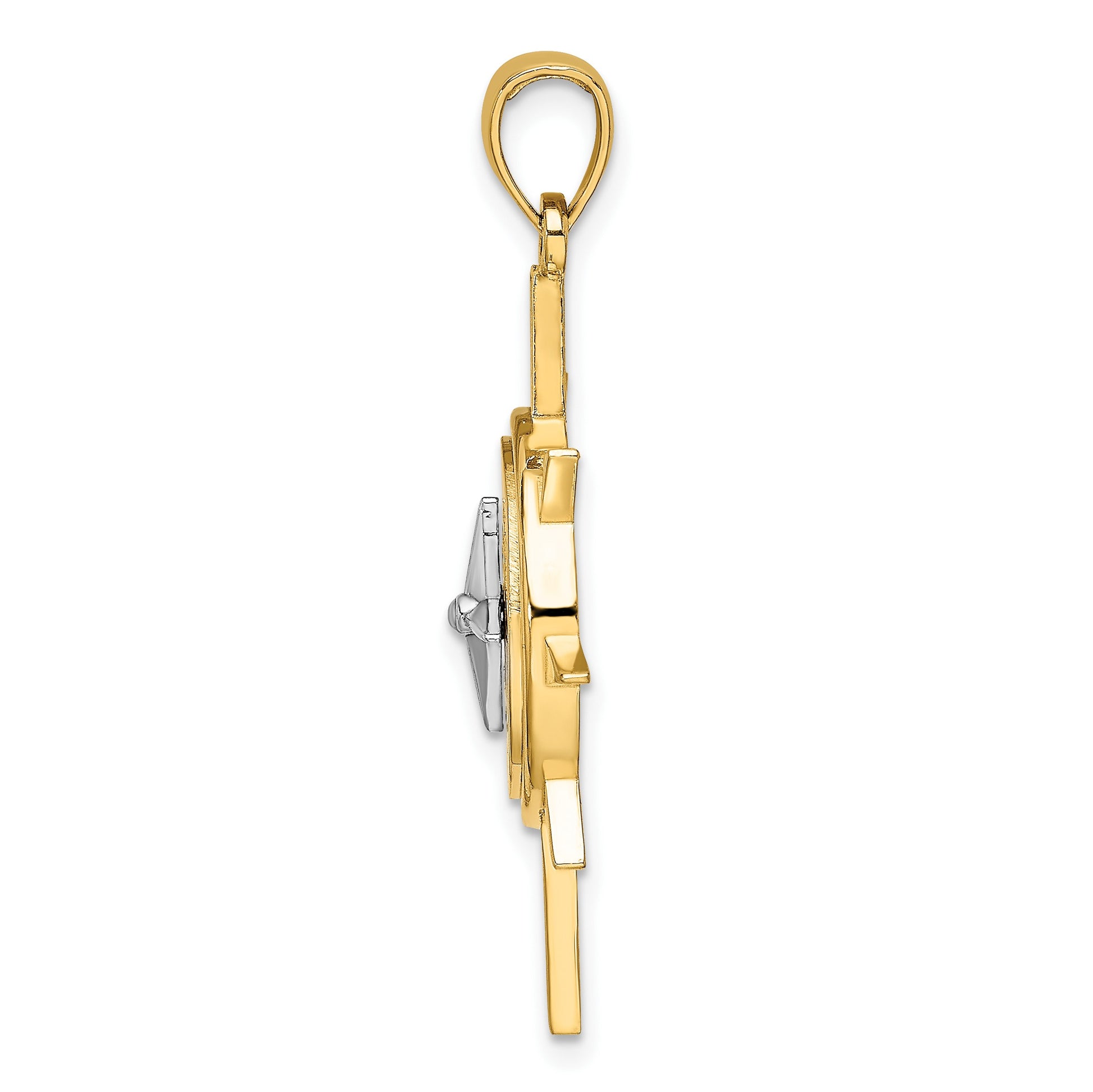 14K Two-Tone Star with Nautical Compass Charm