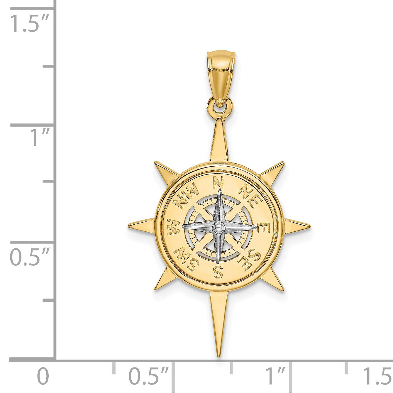 14K Two-Tone Star with Nautical Compass Charm