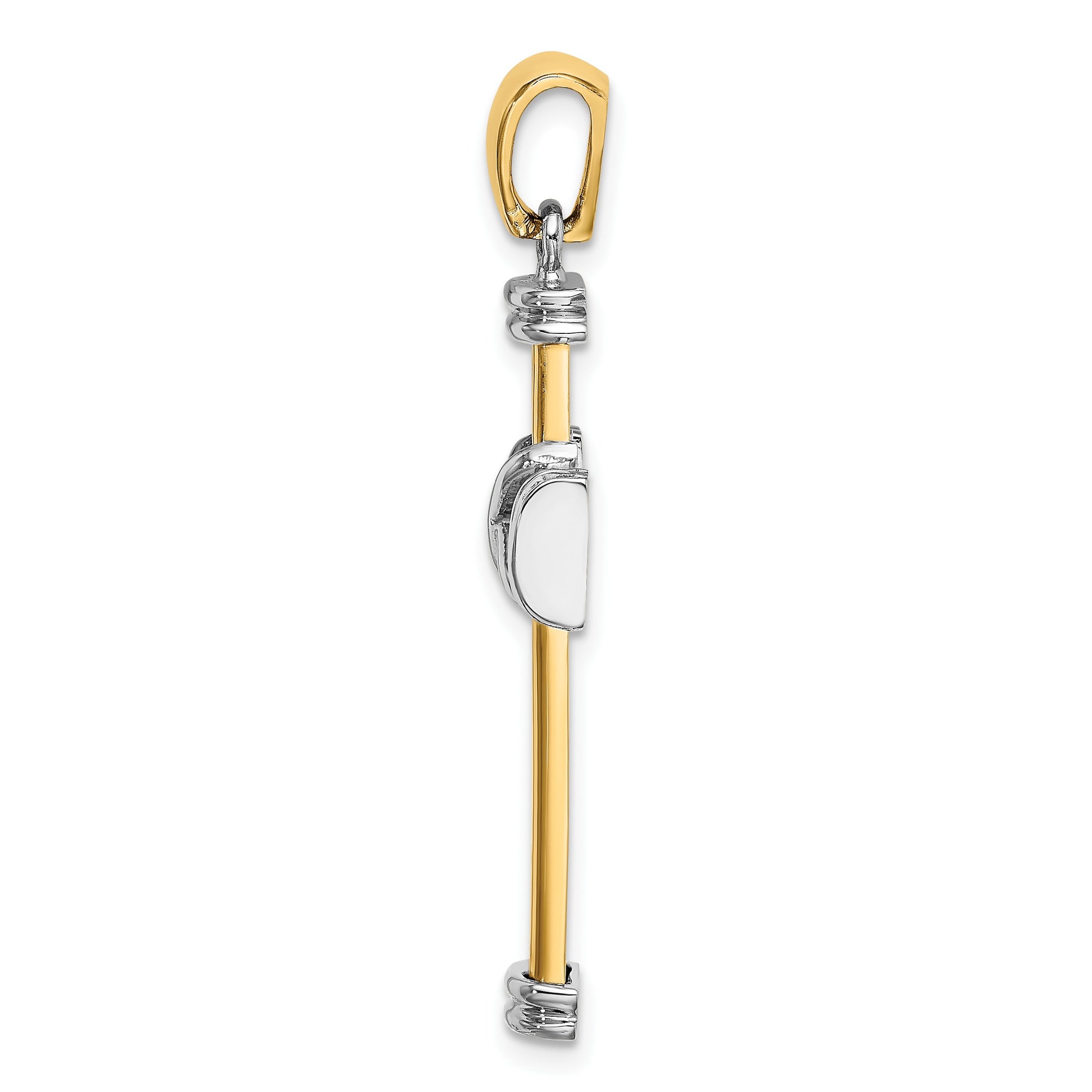 14K Two-tone Polished -X- Center Cross Charm