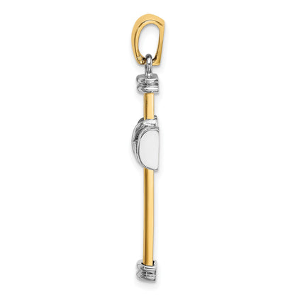 14K Two-tone Polished -X- Center Cross Charm