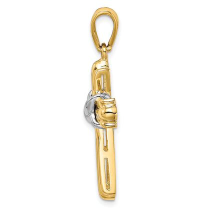 14K Two-Tone Polished -X- Center Design Cross Charm